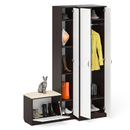 Шкаф с пеналом и обувницей с сиденьем П-6 № 25 МДФ фрезеровка ромб