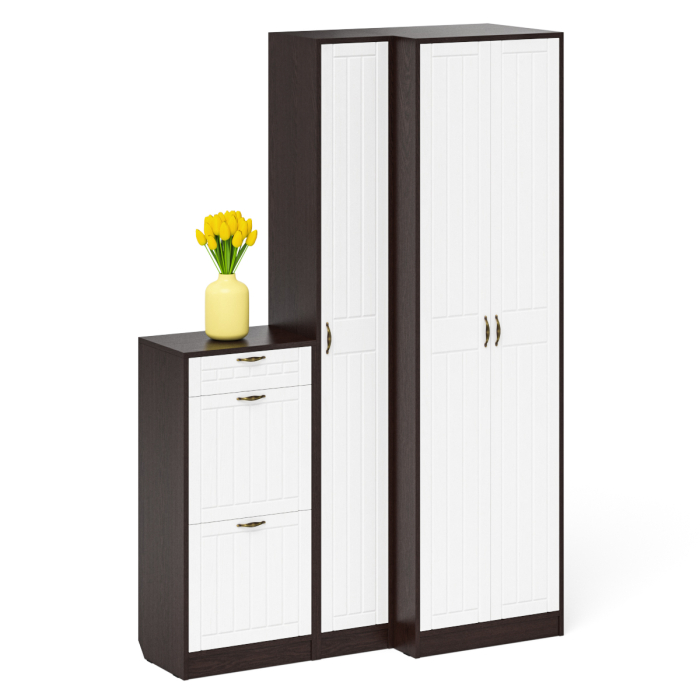 Прихожие, Обувница П-6 две секции с пеналом и шкафом № 28 МДФ фрезеровка прованс