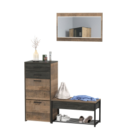 Тумба для обуви с ящиками и обувница с сиденьем с зеркалом Трувор