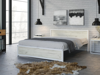 Кровать Титан Лофт 160 без ящиков (белый)