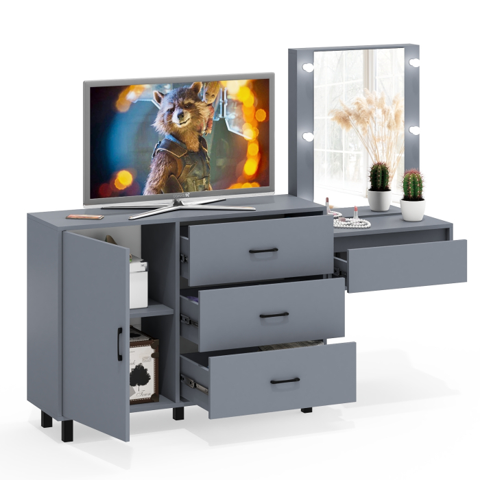 Туалетные столики, Комод с дверками и ящиками 122-1204 и косметический столик навесной с подсветкой