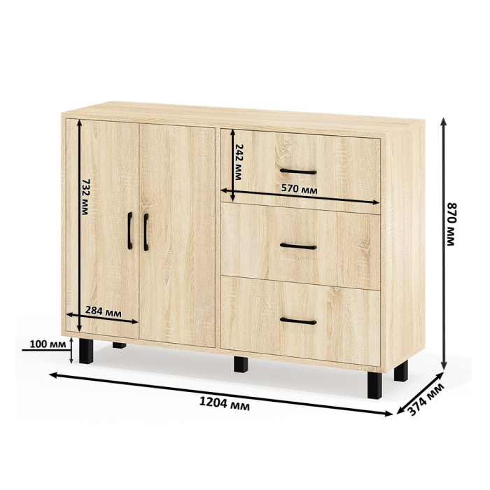 С зеркалом, Стол косметический навесной с подсветкой и тумба-комод 123-1204.