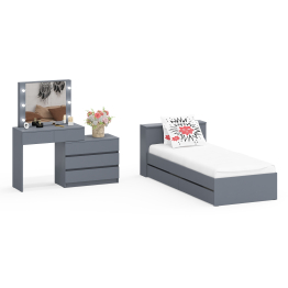 Стол косметический с подсветкой 110 с кроватью с выдвижными ящиками Ксения 900
