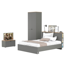 Кровать с ортопедическим основанием Остин и шкаф-комод для одежды с тумбой с дверками