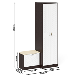 Шкаф для прихожей с обувницей с сиденьем П-6 № 10 МДФ фрезеровка ромб