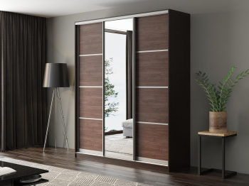 Шкаф-купе Айсберг 210 ВЕНГЕ (шамони темный/зеркало)