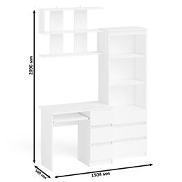 Рабочий стол Мори МС-6 правый с открытой полкой и стеллаж-комод МСТ600.3