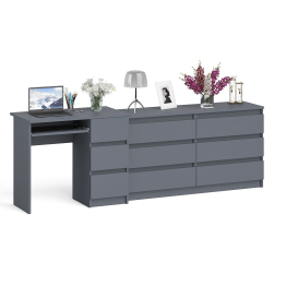 Комод 1380 6-ть ящиков Мори с однотумбовым столом компьютерным МС-6 правым