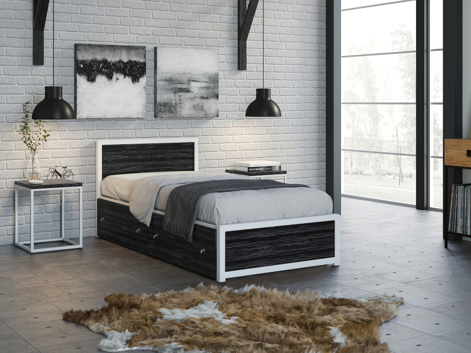 Кровати 90 см, Кровать Титан Лофт 90 белый