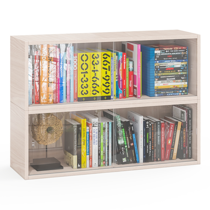 Настенные полки, Комплект из двух книжных полок со стеклом КН-01