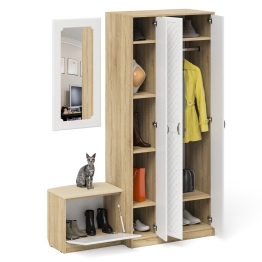 Шкаф с пеналом-500 и обувницей с сиденьем П-6 фрезеровка ромб