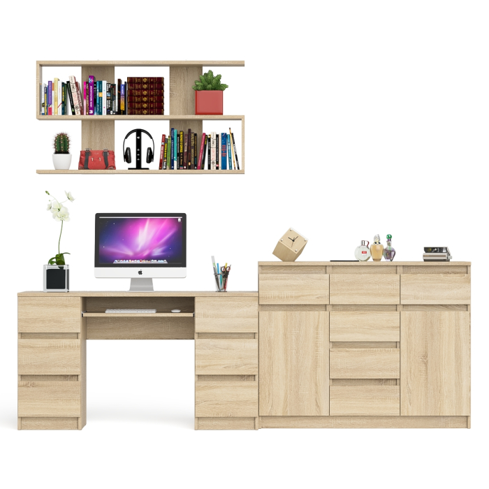 Домашние кабинеты, Комод-тумба Мори МК1200.4 с открытой верхней полкой и стол компьютерный МС-2