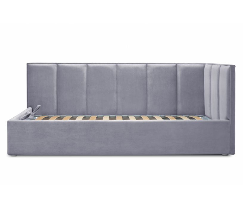 Мягкая кровать, Кровать с мягким изголовьем угловая Лайф 900, велюр