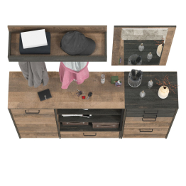 Комод с дверкой с высокой тумбой для обуви с зеркалом и вешалкой Трувор