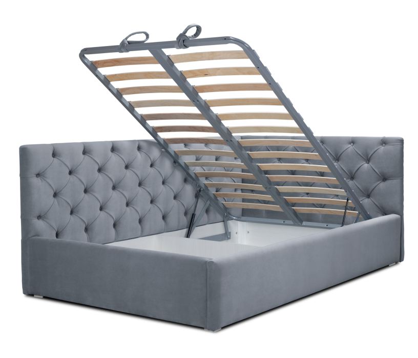 Мягкая кровать, Кровать с мягким изголовьем угловая Оливия 900, микровелюр