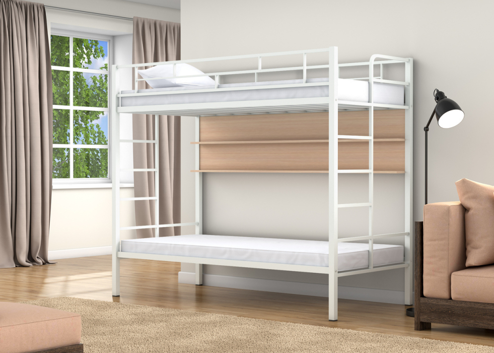 Для подростков, Двухъярусная кровать Валенсия Твист полка дуб молочный