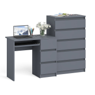 Домашние кабинеты, Высокий комод Мори на 700 5 ящиков и компьютерный стол Мори МС-6 тумба справа