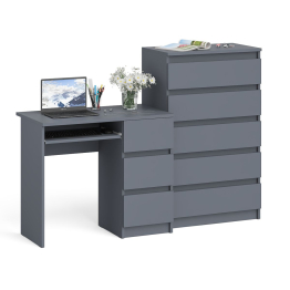 Высокий комод Мори на 700 5 ящиков и компьютерный стол Мори МС-6 тумба справа