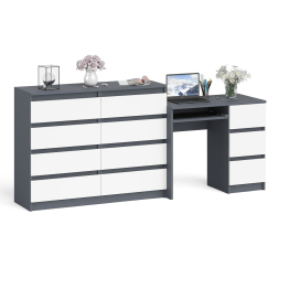 Комод Мори МК1200 8-мь ящиков со столом компьютерным МС-6 правым