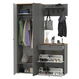 Шкаф 2-х дверный с обувницей и вешалкой для одежды с полкой Остин