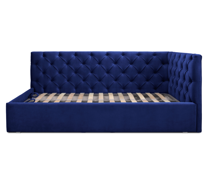 Мягкая кровать, Кровать с мягким изголовьем угловая Оливия 1200 с подъемным механизмом, микровелюр