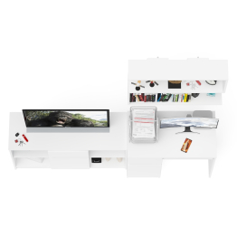 Тумба для техники МТВ1204.1 с компьютерным столом Мори МС-1 левым и полкой навесной