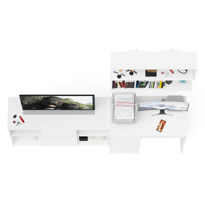 Прямые компьютерные столы, Тумба для техники МТВ1204.1 с компьютерным столом Мори МС-1 левым и полкой навесной