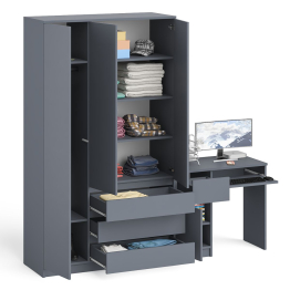 Компьютерный стол с тумбой с дверкой и ящиком левый и шкаф-комод Мори МШ1200-1