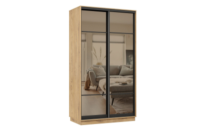 Шкаф-купе Премьер МИНИ 03 (11ЗБ;11ЗБ) фасады зеркало бронза/двухдверный/Профиль чёрный муар