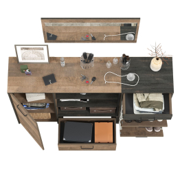 Тумба для обуви с зеркалом и широкий комод с нишами Трувор