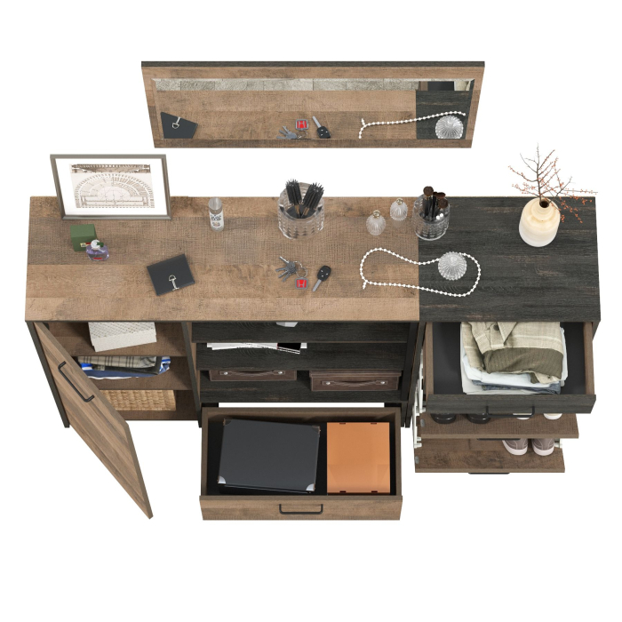 Прихожие, Тумба для обуви с зеркалом и широкий комод с нишами Трувор