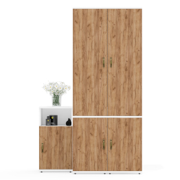 Два узких платяных шкафа для одежды Лидер-8 23Б и тумбочка с нишей 3.19