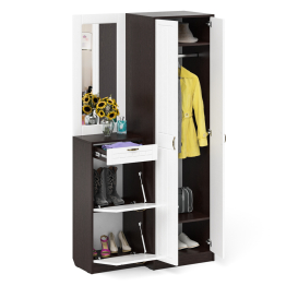 Зеркало для прихожей с обувницей и шкафом П-6 № 17 МДФ фрезеровка прованс