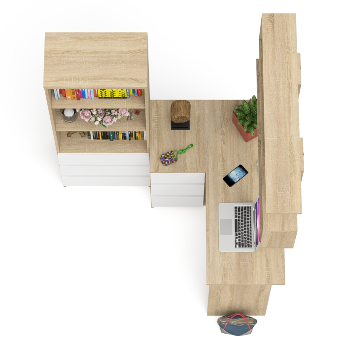 Домашние кабинеты, Уголок школьника Мори с угловым столом и полкой и стеллажом