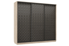 Шкафы-купе 3-х дверные, Шкаф-купе Премьер 34 (01РЧ;01РЧ;01РЧ) фасады ромб чёрный/трёхдверный/Профиль чёрный муар