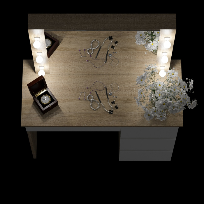 С зеркалом, Стол косметический с подсветкой Сура