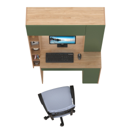 Компьютерный стол Комфорт 12.71 и офисное кресло 103 серого цвета