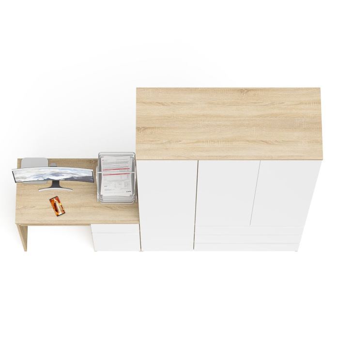 Домашние кабинеты, Компьютерный стол Мори с тумбой с дверкой и ящиком правый и шкаф-комод МШ1200-1