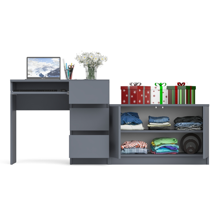 Прямые компьютерные столы, Тумба Мори МА900.1 и стол компьютерный МС-6 ящики справа