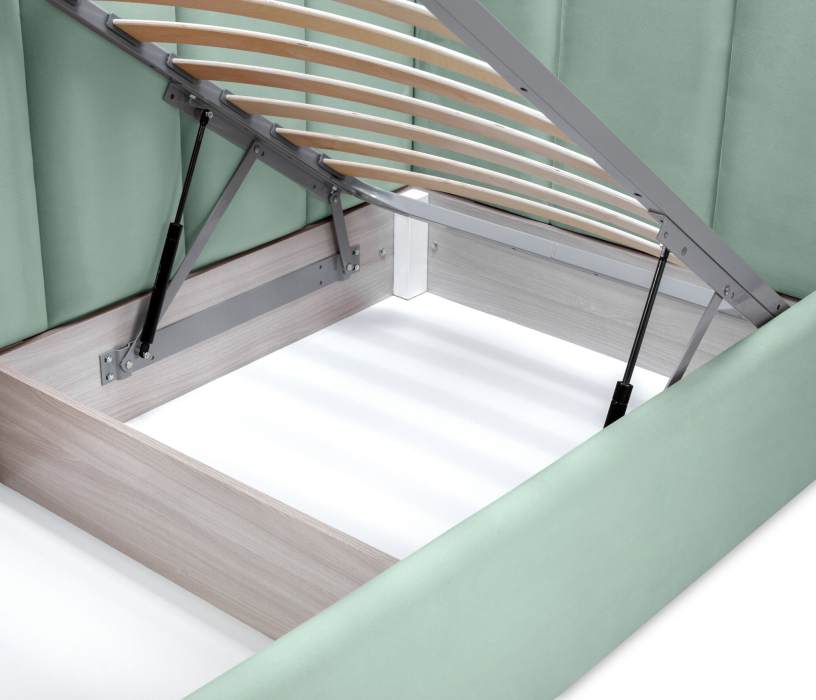 Мягкая кровать, Кровать с мягким изголовьем Мия 90 с подъемным механизмом, микровелюр