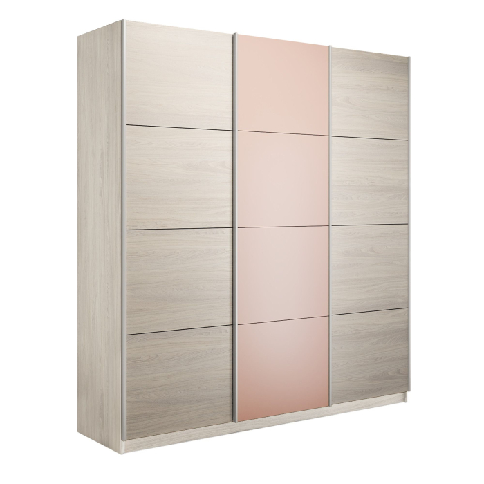 Шкафы-купе 3-х дверные, Шкаф-купе Прайм 3-х дверный Стекла пудра/ДСП/Доводчики 180х57х230
