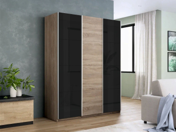 Шкаф-купе Прайм 3-х дверный Стекла черные/ДСП/Доводчики 180х57х230