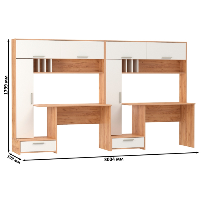 Прямые компьютерные столы, Лайт столы письменные 03.243Н с верхними полочками