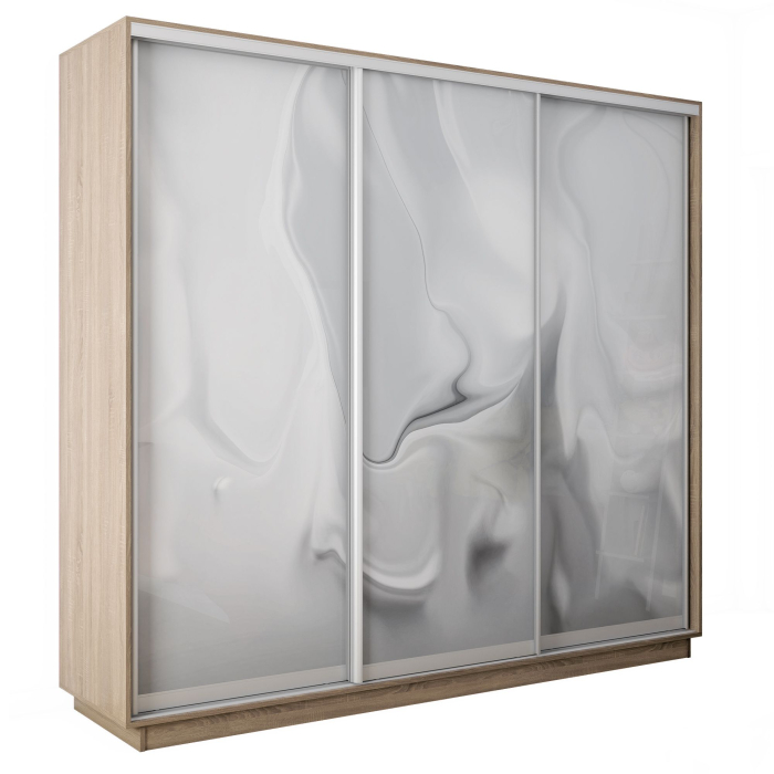 Шкафы-купе 3-х дверные, Шкаф-купе Экспресс 3-х дверный Фотопечать Шелк Стекла 240х45х240