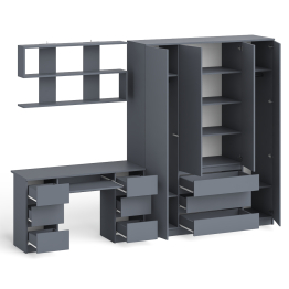 Большой 4-х дверный шкаф-комод Мори МШ1600.1 и стол с верхней навесной полкой