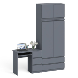 Стол однотумбовый компьютерный МС-6 правый с шкаф-комодом 900 с антресолью Мори