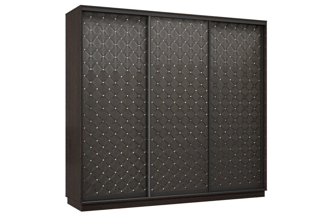 Шкафы-купе 3-х дверные, Шкаф-купе Премьер 35 (01РЧ;01РЧ;01РЧ) фасады ромб чёрный/трёхдверный/Профиль чёрный муар