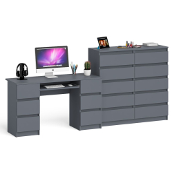 Компьютерный стол с панелью для клавиатуры МС-2 с комодом МК-1200 10 ящиков Мори