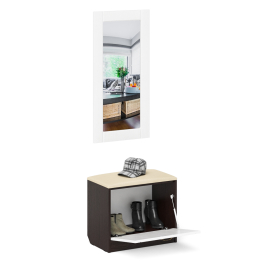 Обувница с мягким сиденьем с зеркалом П-6 МДФ фрезеровка прованс