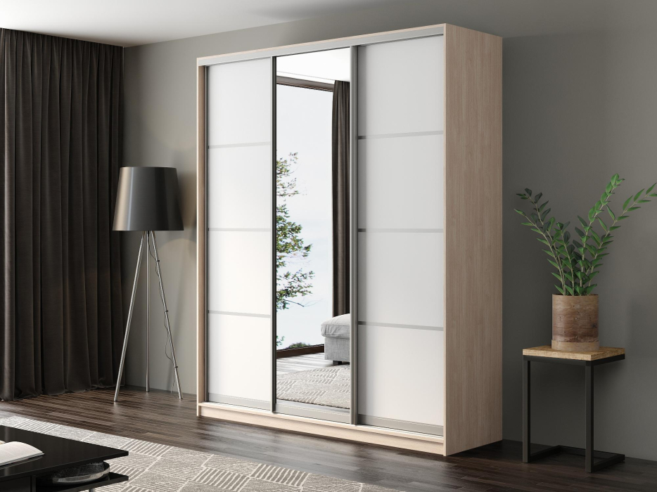 Шкафы-купе, Шкаф-купе Айсберг 200 ШАМОНИ СВЕТЛЫЙ (белый/зеркало)